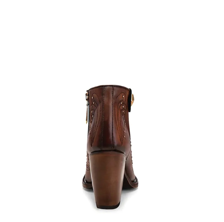 3F58RS - Cuadra chestnut brown fashion cowboy leather ankle boots for women