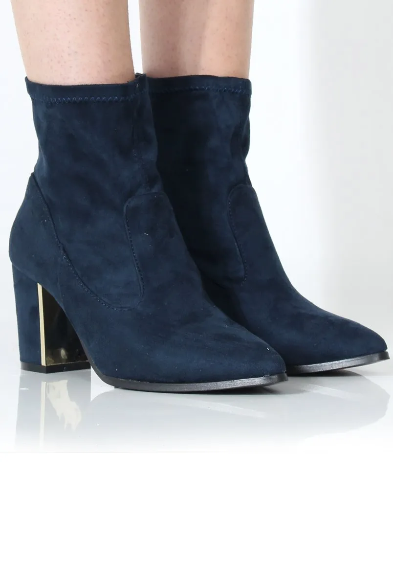 Bay Navy Suede Ankle Boots