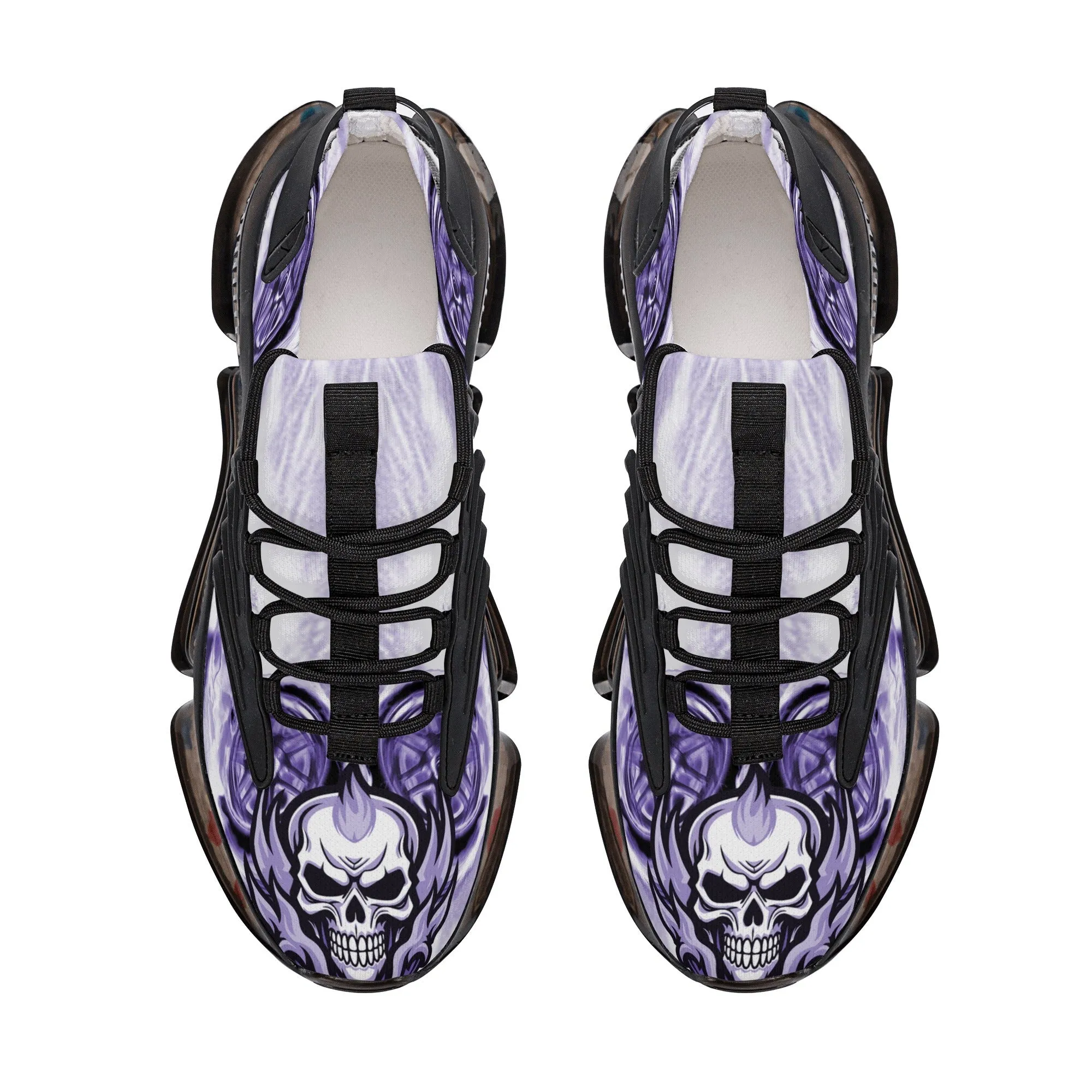 Best Womens Max Air Heel React Sneakers - Purple Flaming Skull & Wheels HeroicU