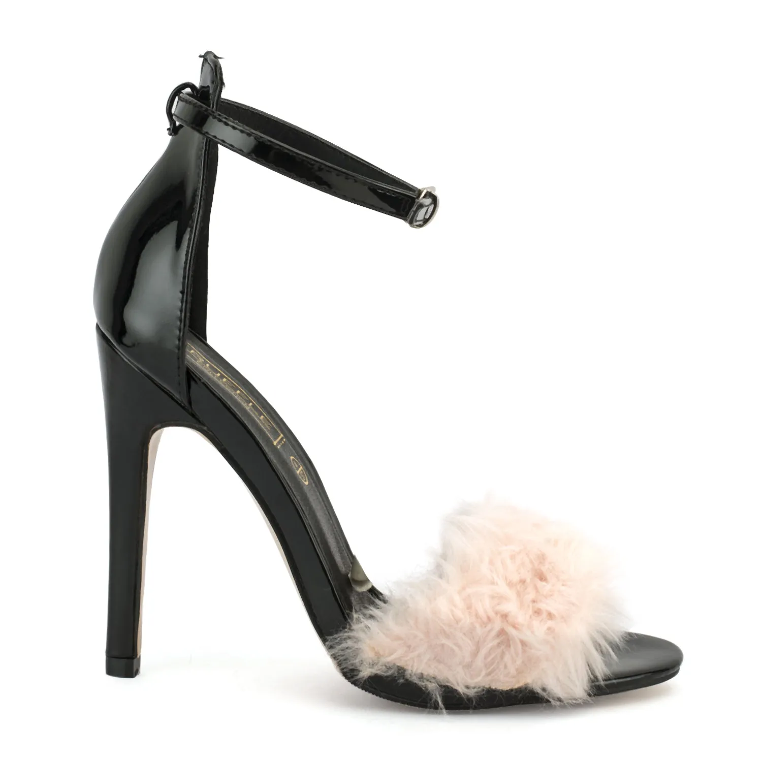 Black Fur Stiletto Sandal