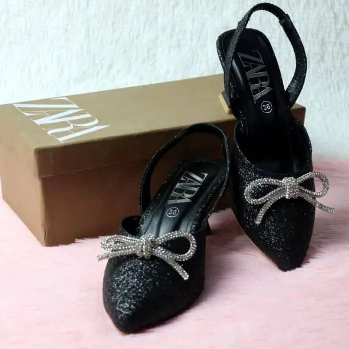 Blinky Heels Bow Rhinestone Women Evening Shoes