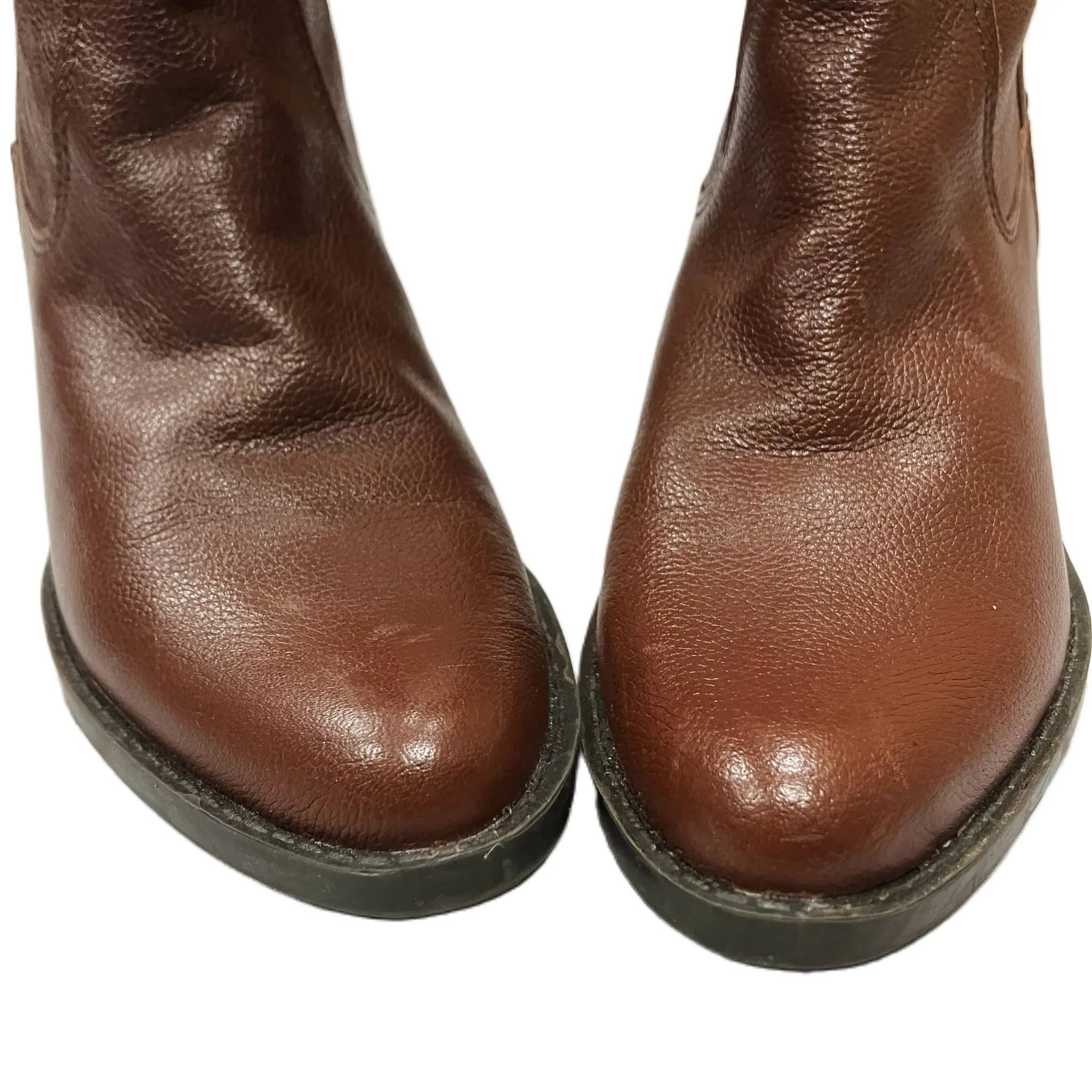 Boots Ankle Heels By Calvin Klein In Brown, Size: 8