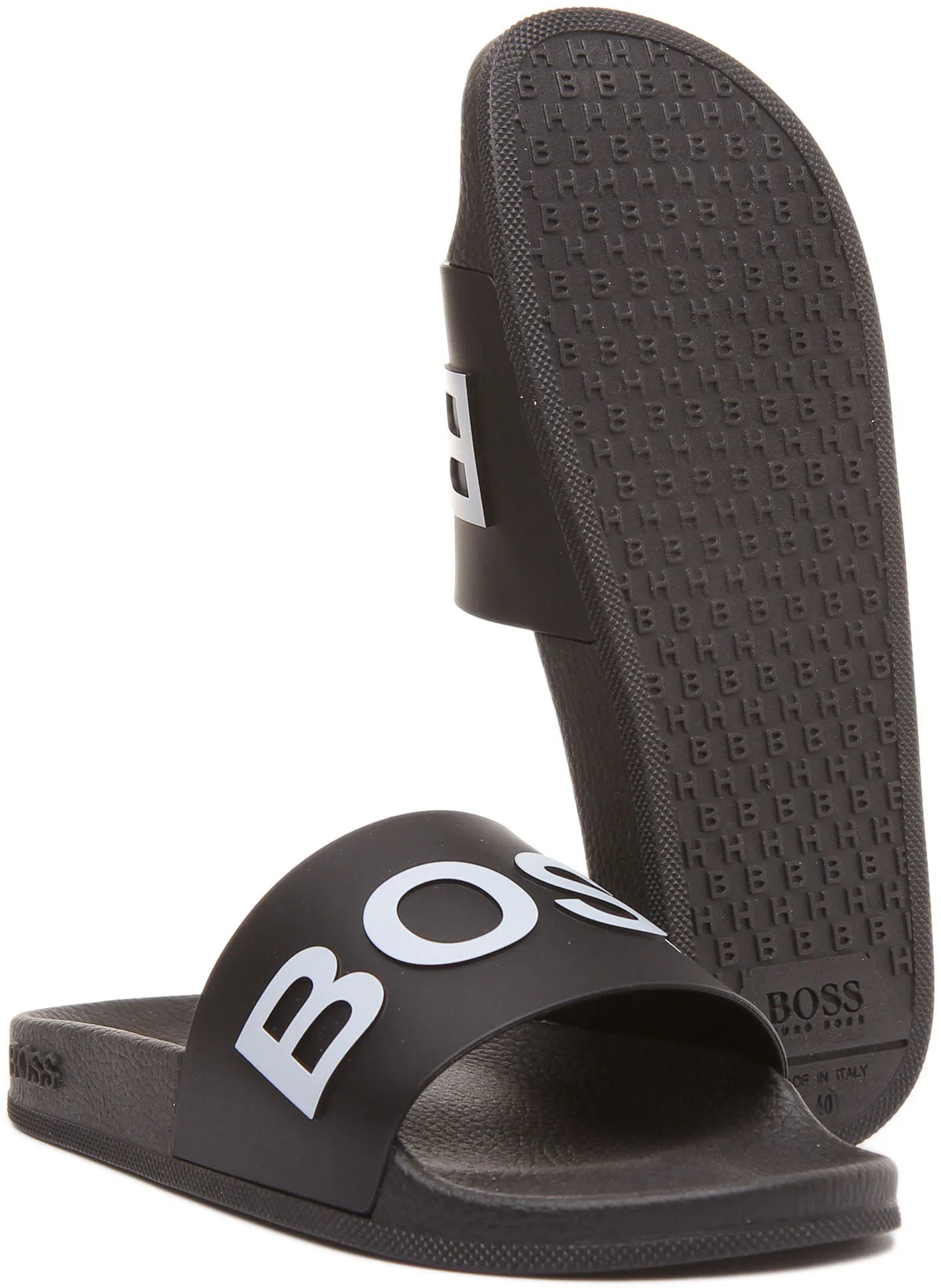 BOSS Bay Sliders In Black White For Men