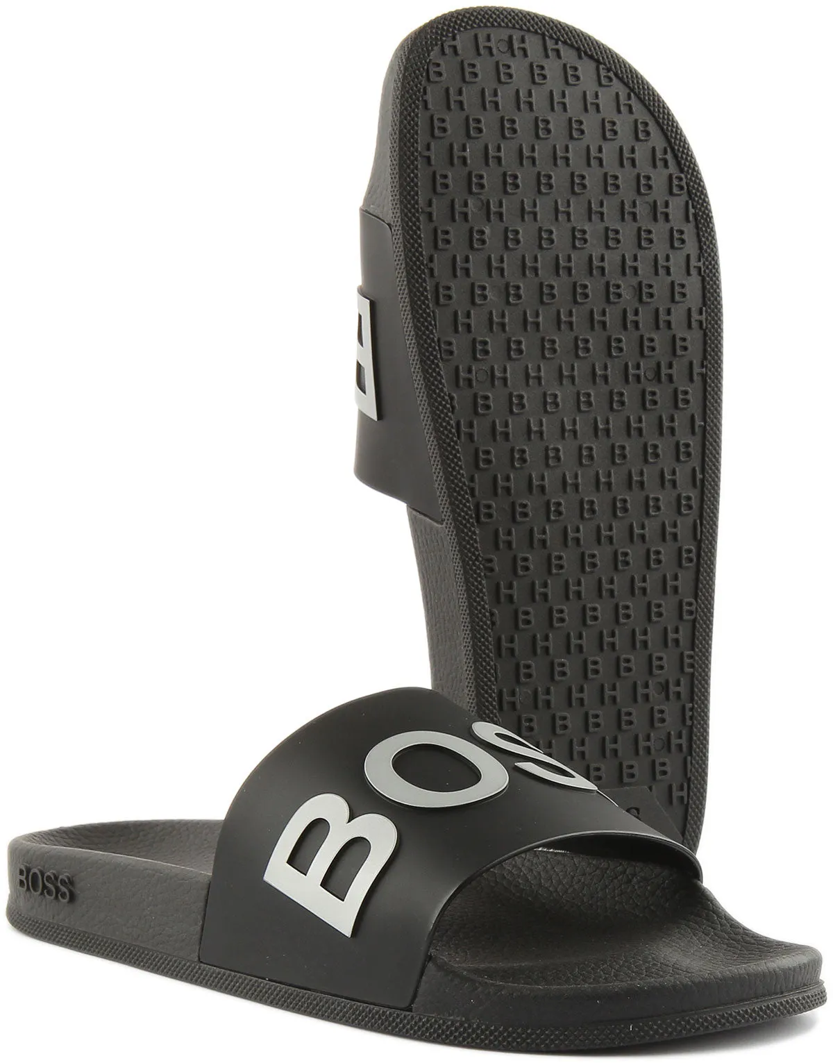 Boss Bay Sliders In Charcoal Grey For Men