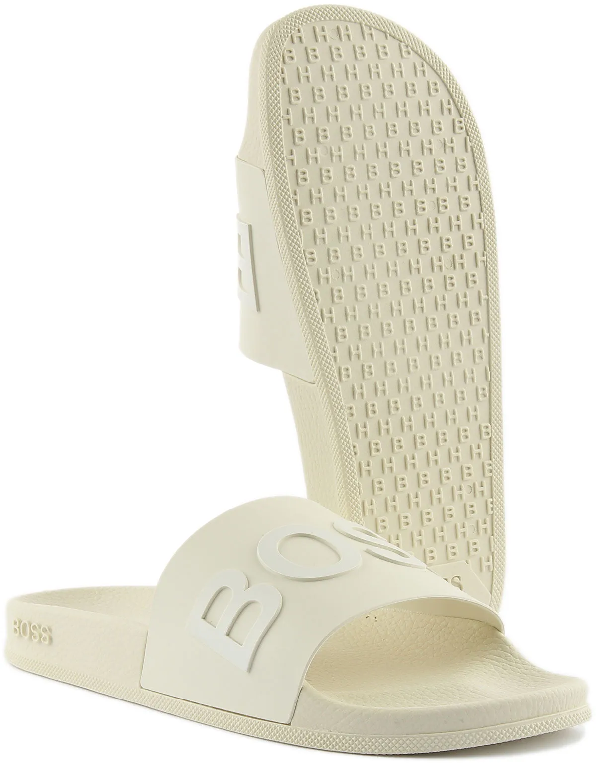 Boss Bay Sliders In Off White For Men