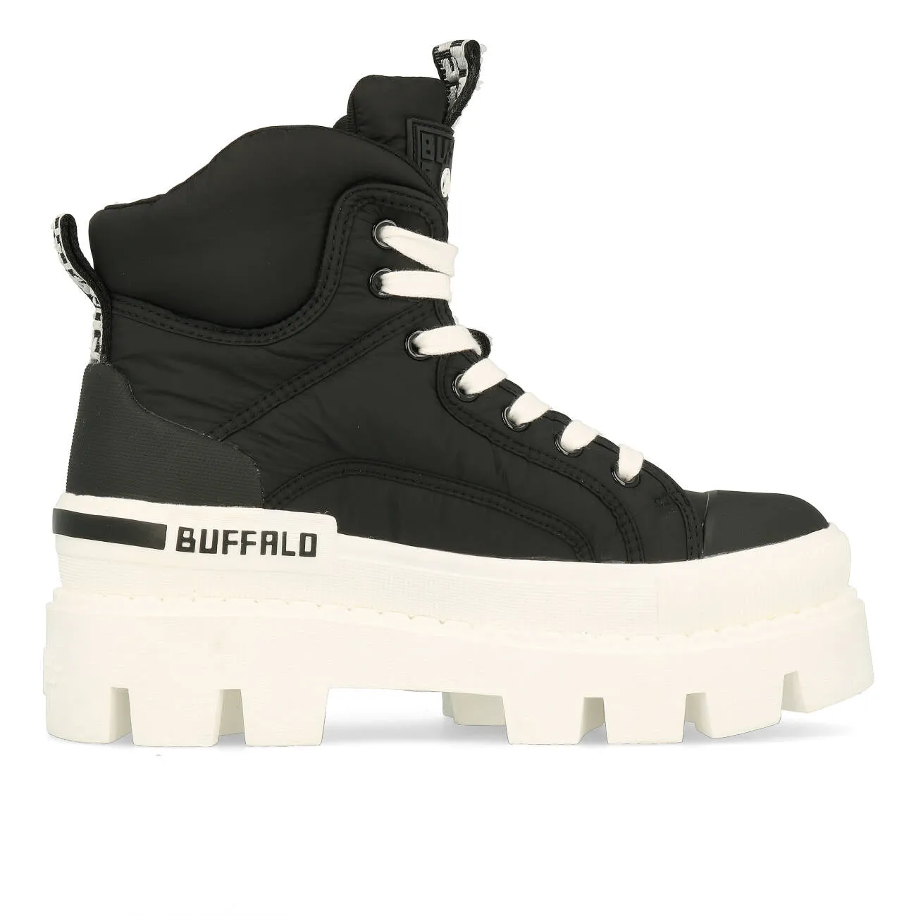 Buffalo Raven Laceup Mid Damen Vegan Nylon Black