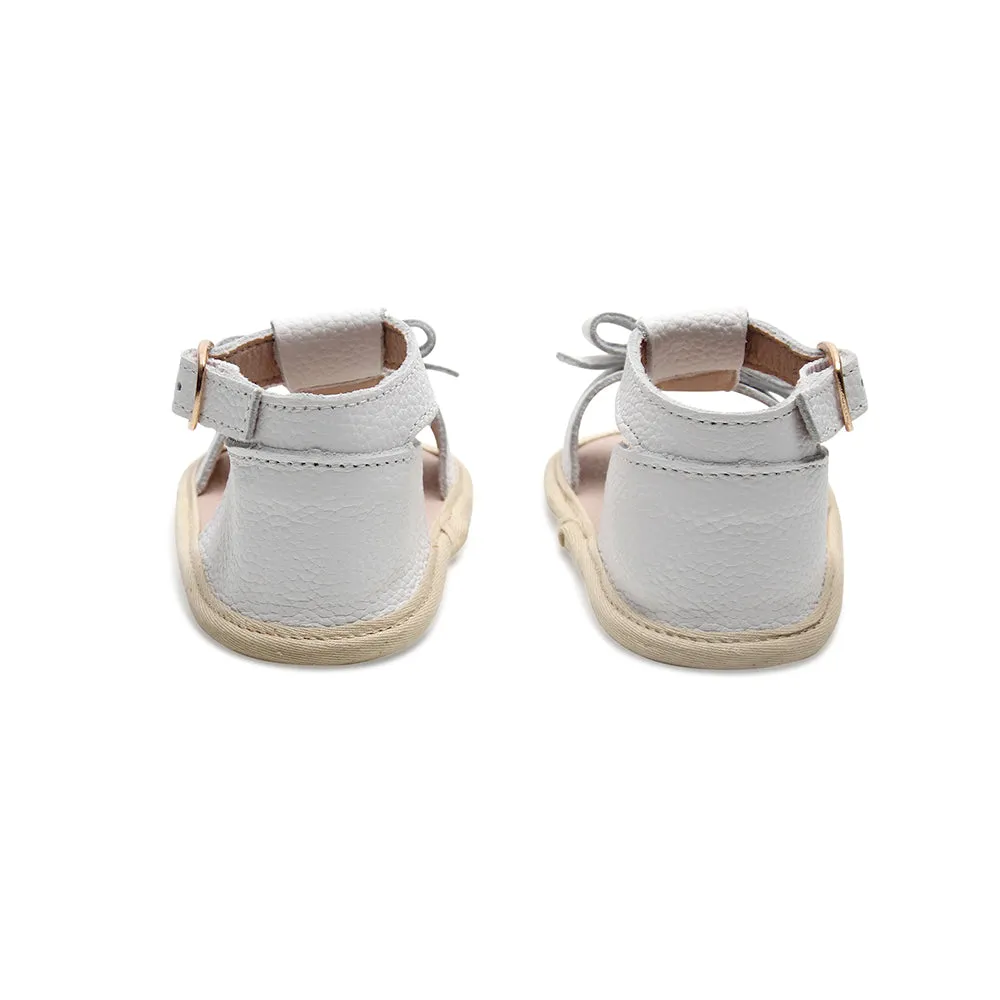 Coconut White Leather Baby Bow Sandal