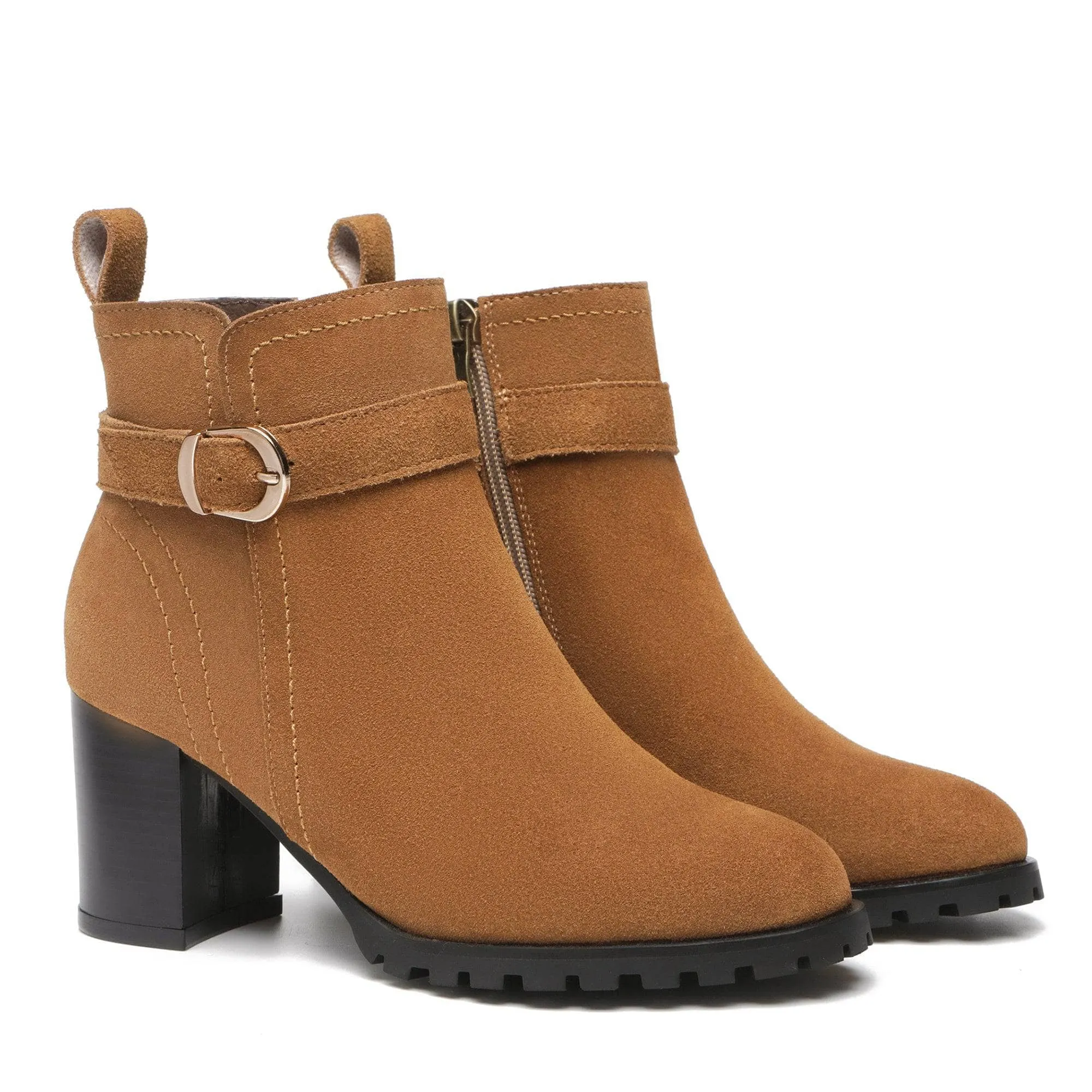 Coney Zipper Leather Ankle Boots