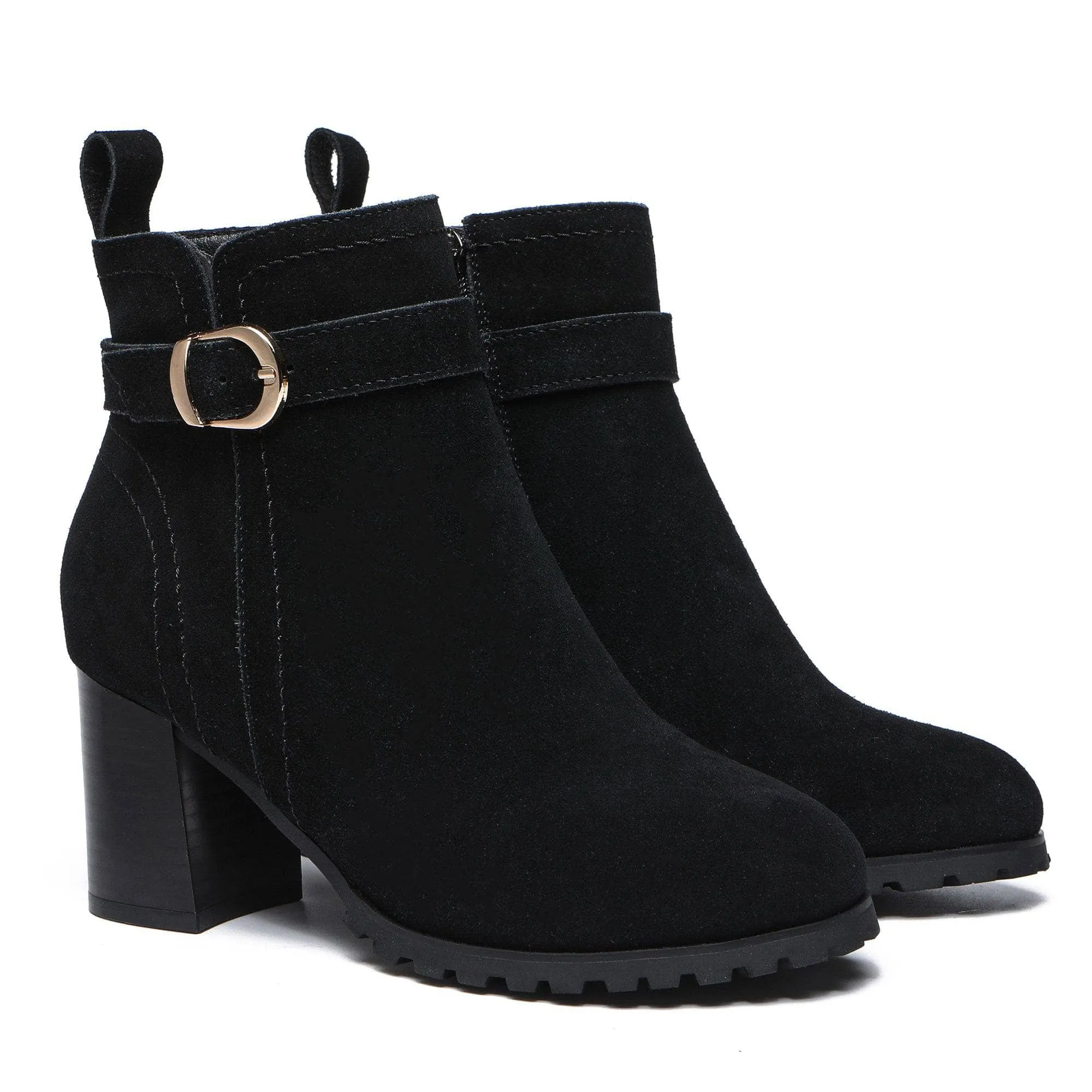 Coney Zipper Leather Ankle Boots