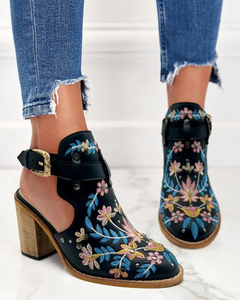 Embroidered Ankle Boots