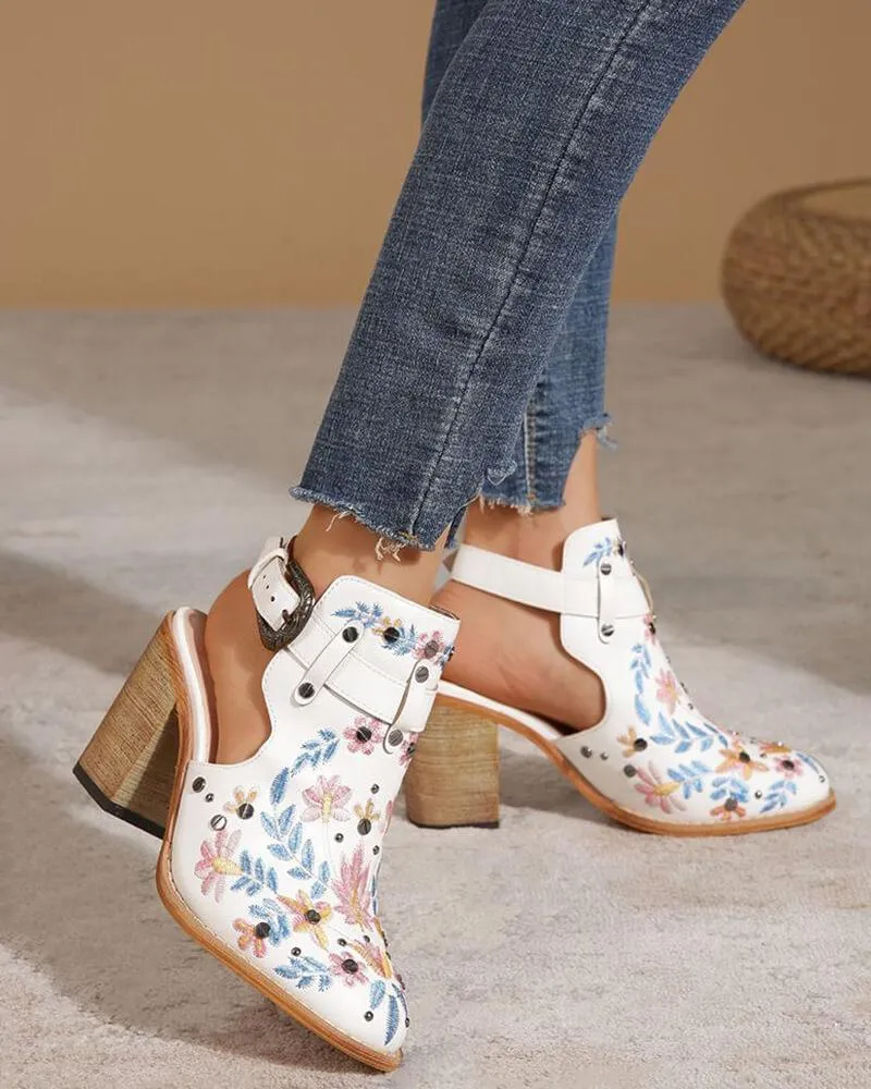 Embroidered Ankle Boots