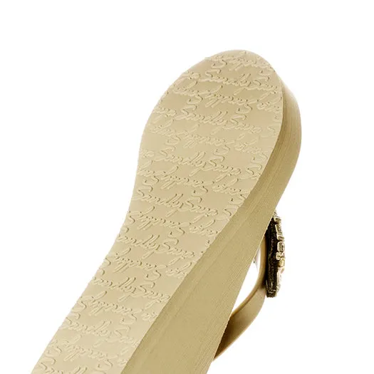 Knot_Crystal Rhinestone Rope - Mid Wedge Flip Flops