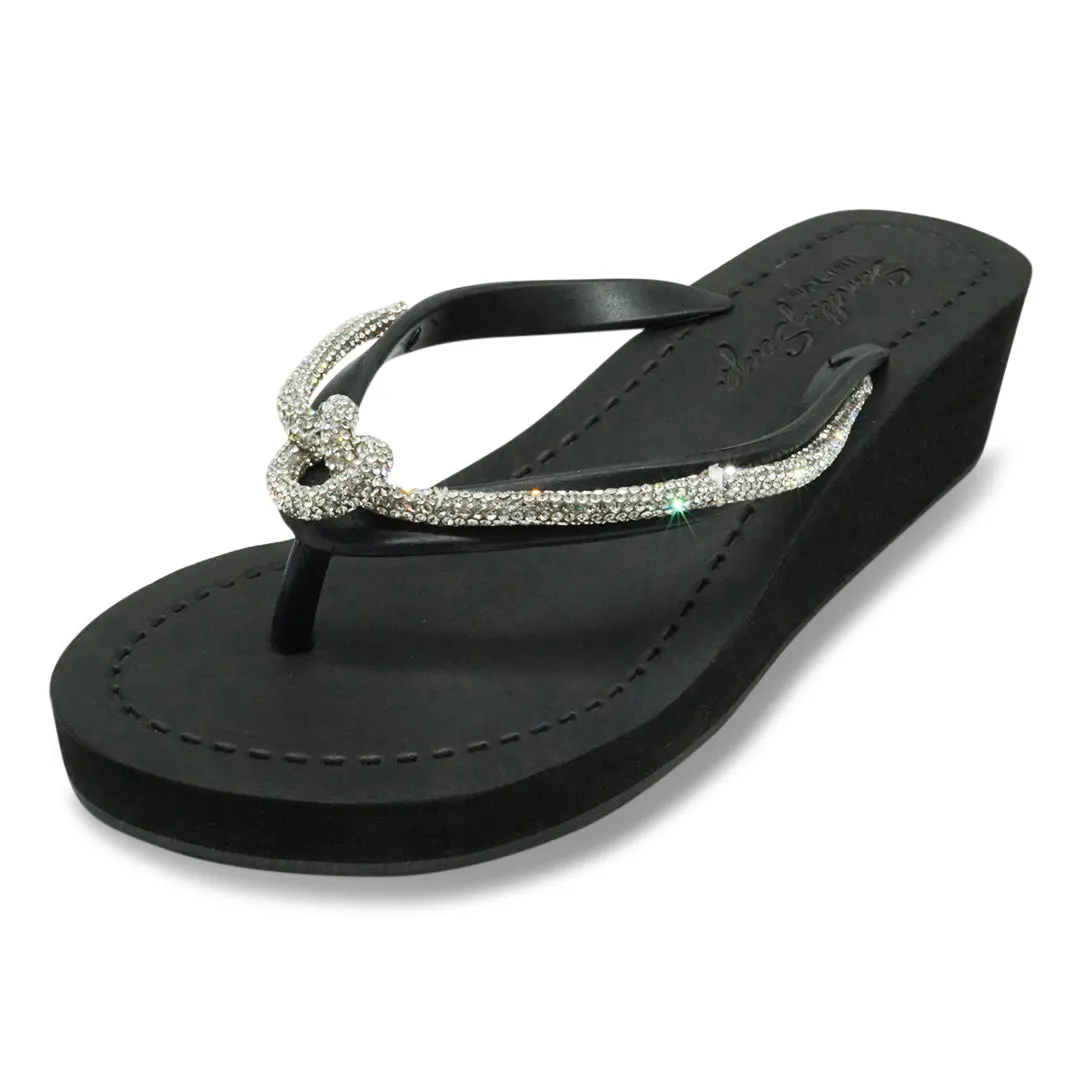 Knot_Crystal Rhinestone Rope - Mid Wedge Flip Flops