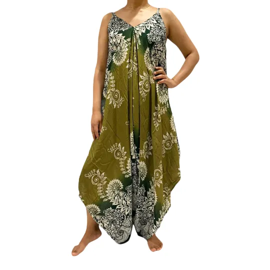 Loose Fit Bohemian Jumpsuit, Harem Boho Overalls, Wide Leg Women Romper