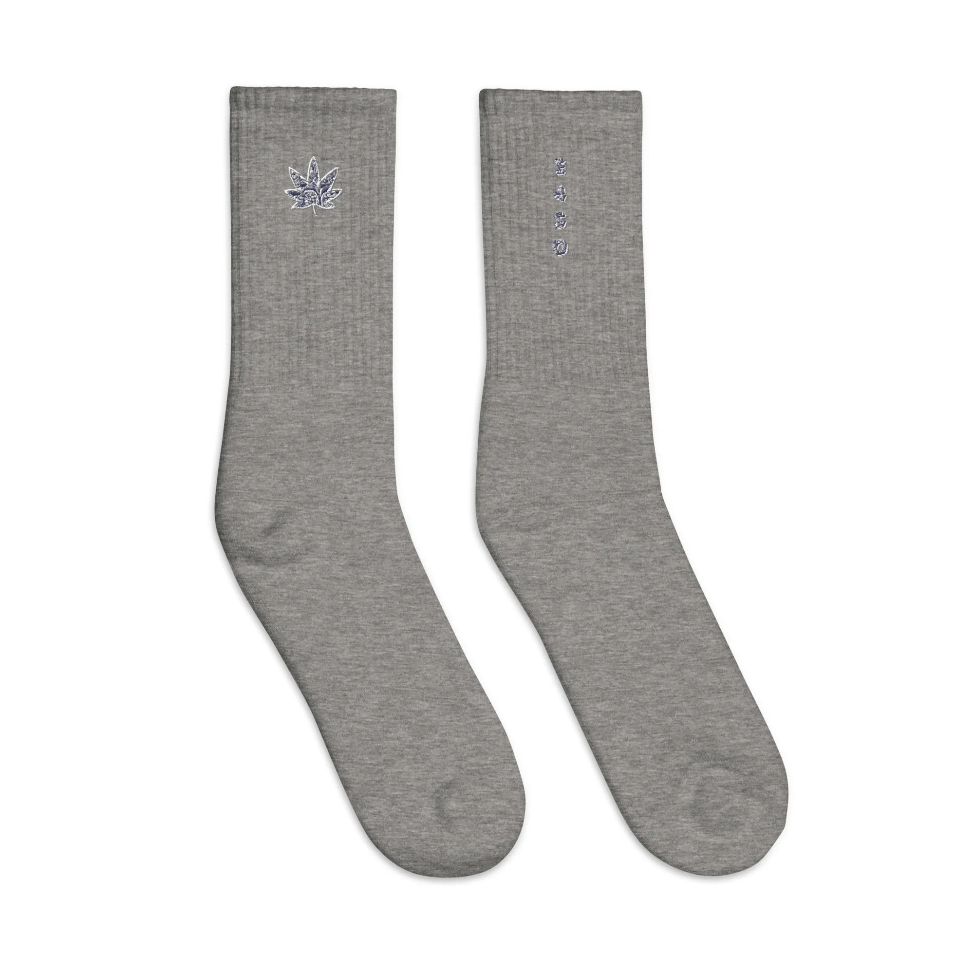 Navy Bandana leaf Embroidered socks