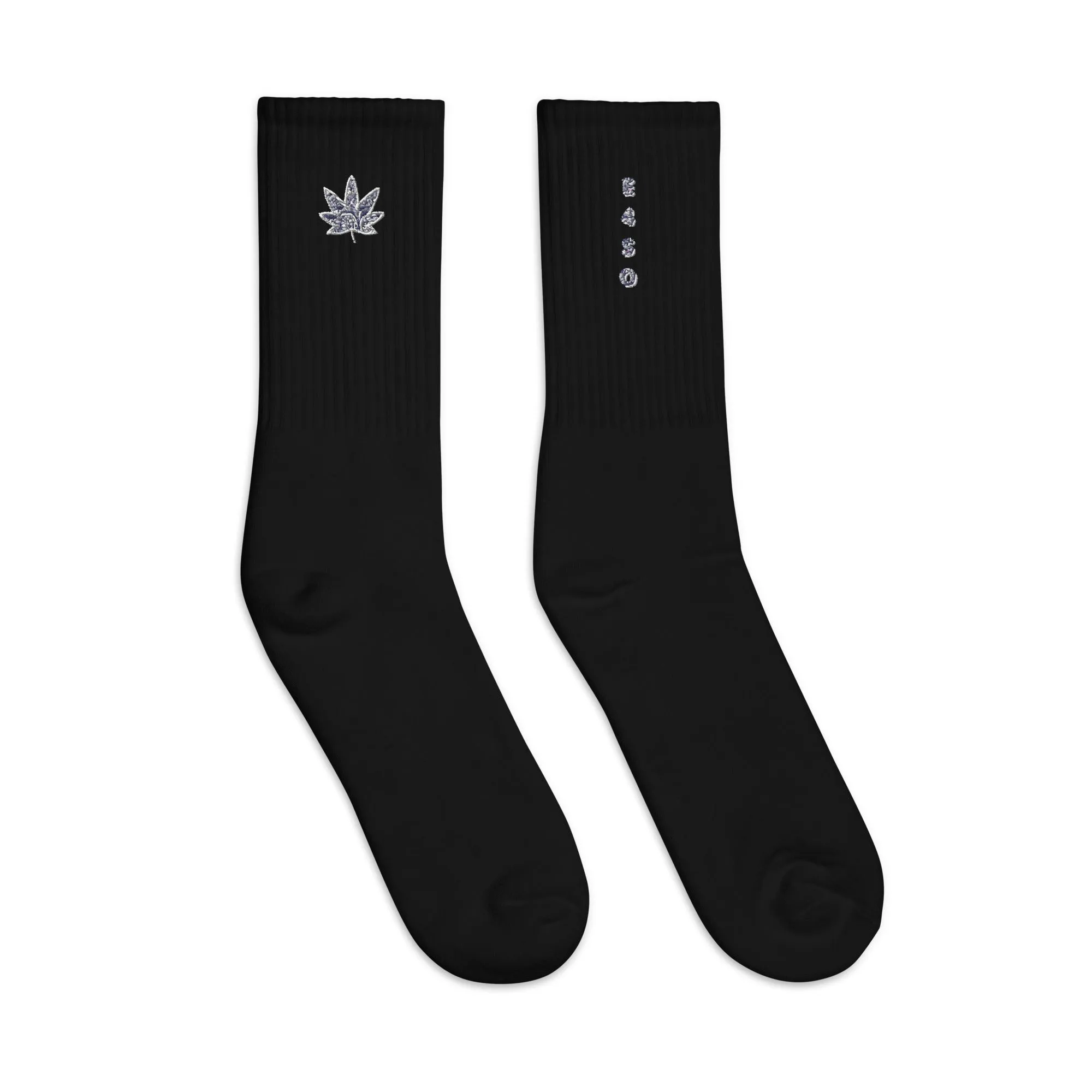 Navy Bandana leaf Embroidered socks