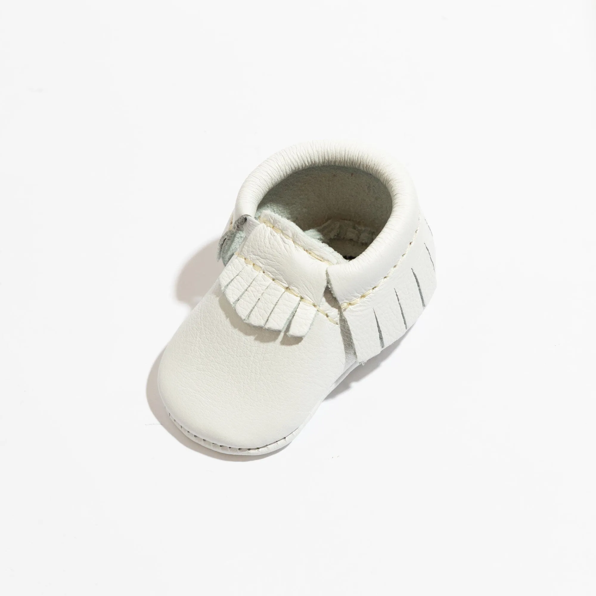 Newborn Bright White Moccasin Baby Shoe