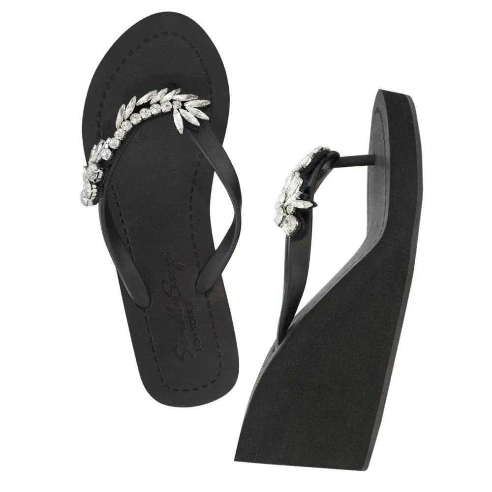 Nomad - Rhine Stone Embellished Women's High Wedge Flip Flops Sandal