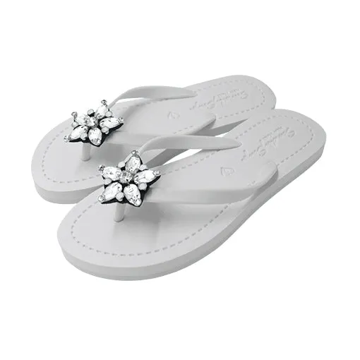 One Star - Rhinestone Embellished Flat Flip Flops Sandal