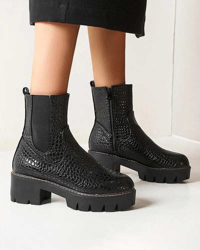 Platform Heel Zipper Boots