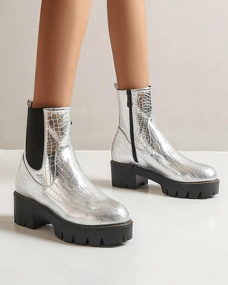 Platform Heel Zipper Boots