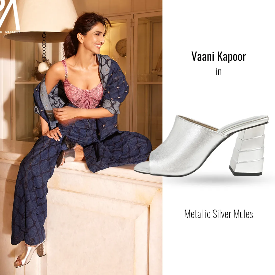 Silver Mules For Women