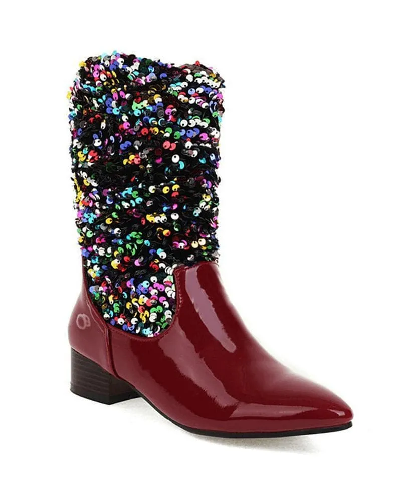 Sparkling Glitter Slip On Boots