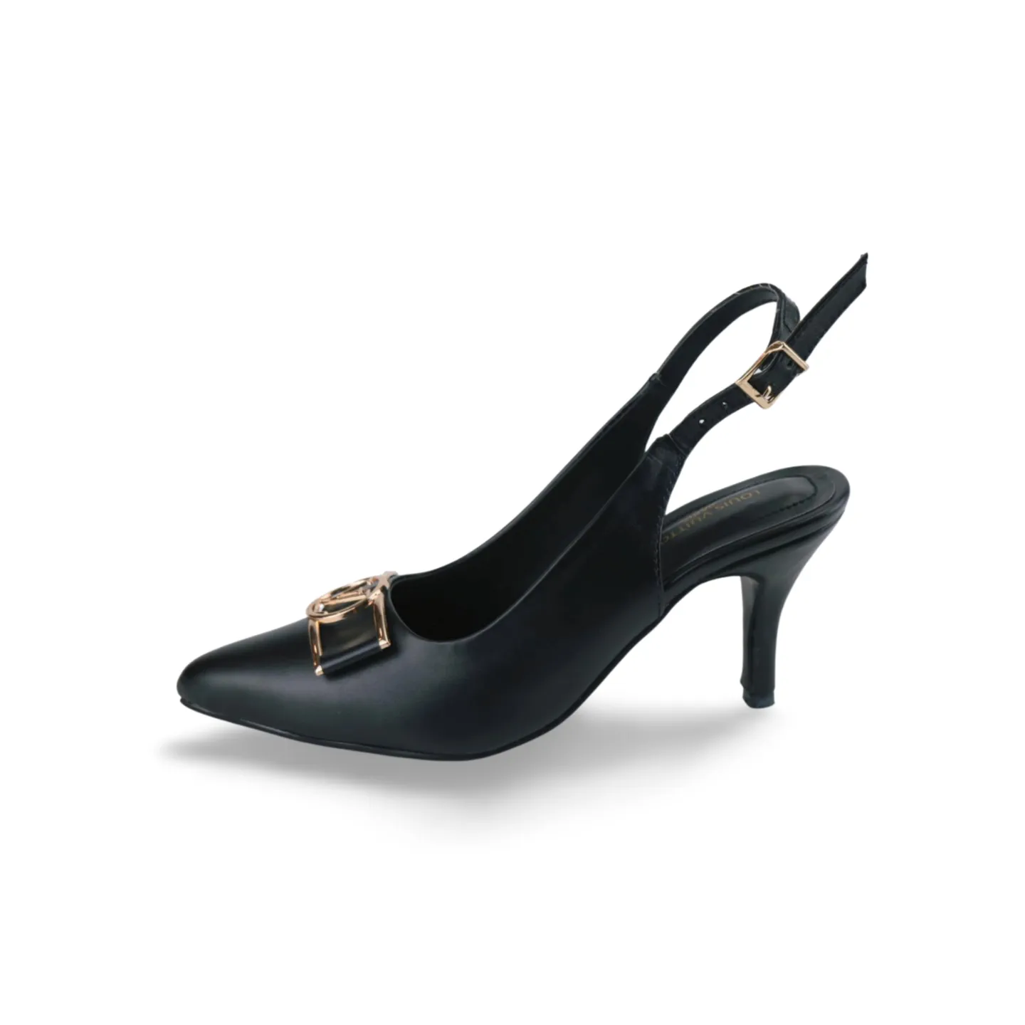 Twinset Black Sling Back High Heels with Gold Buckle