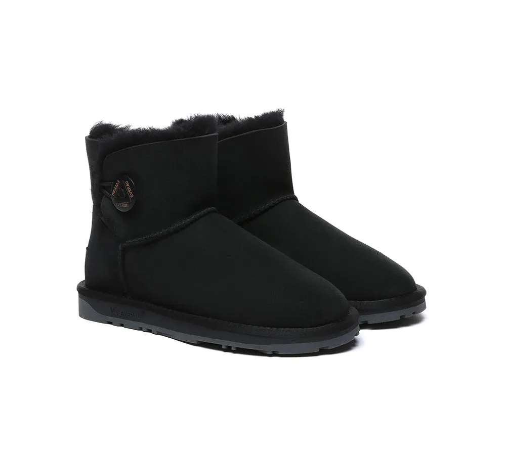 UGG Boots Double Faced Sheepskin Wool Ankle Mini Button Boots