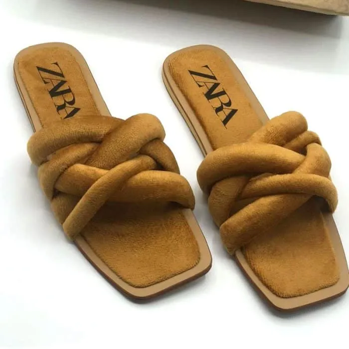 Velvet Twisted Rope Sandals Flats Ladies Slippers Slides