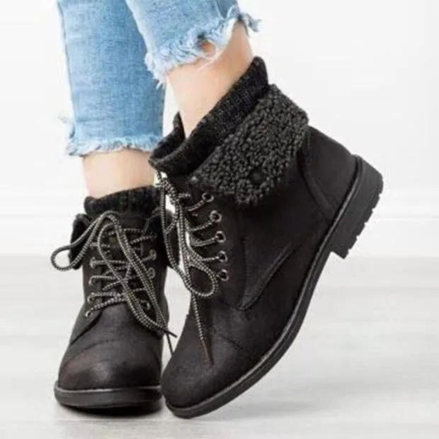 Women's Casual Lace Up Cuffed Short Boots 11644763S